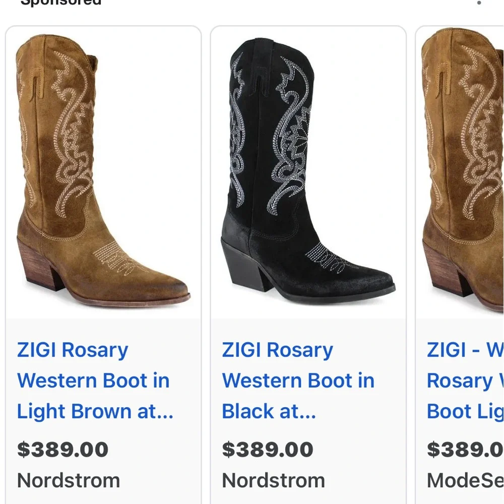 ZIGI Rosary Western Boot ZIGI Suede Light Brown size 41 US 10 New